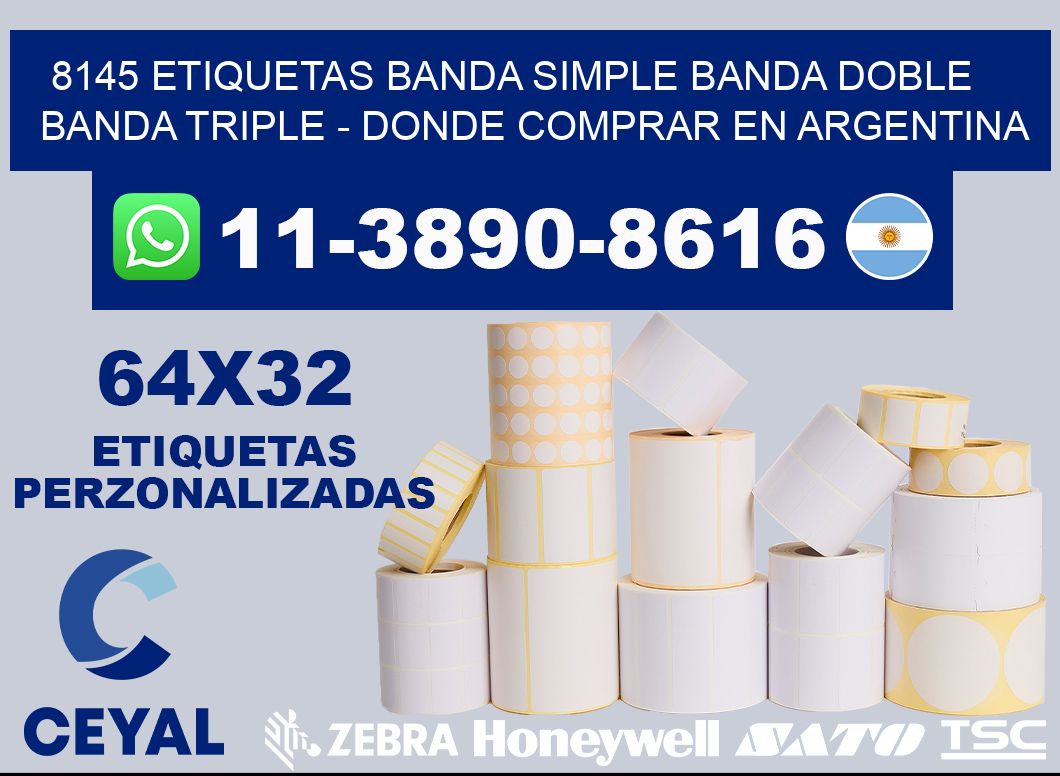8145 etiquetas banda simple banda doble banda triple - Donde Comprar en Argentina