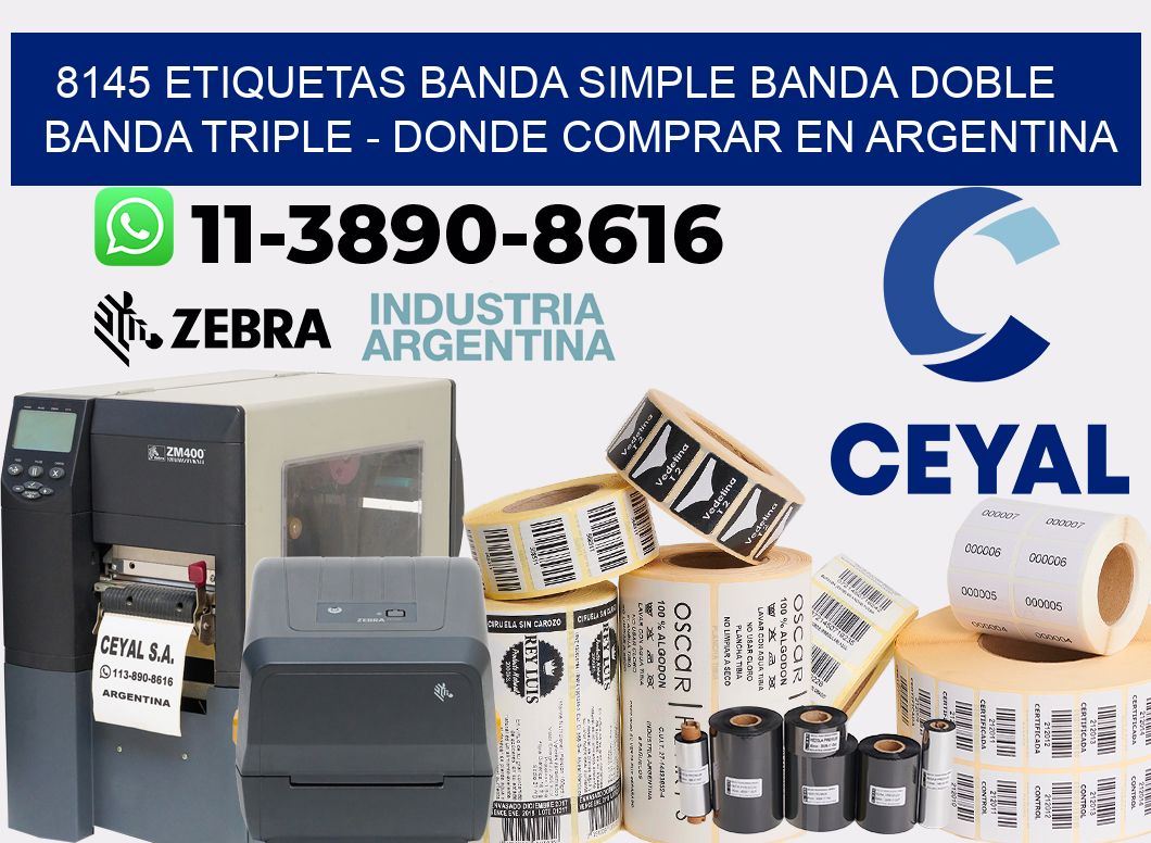 8145 etiquetas banda simple banda doble banda triple - Donde Comprar en Argentina