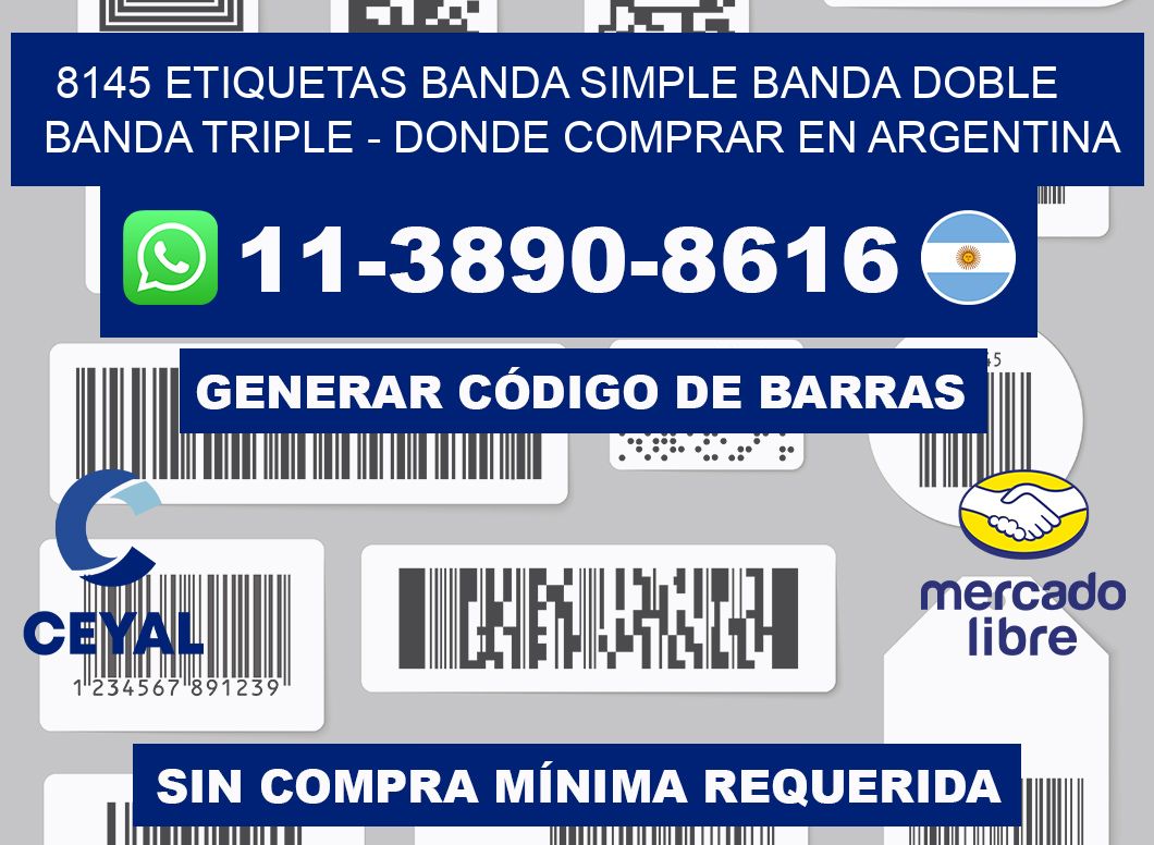 8145 etiquetas banda simple banda doble banda triple - Donde Comprar en Argentina