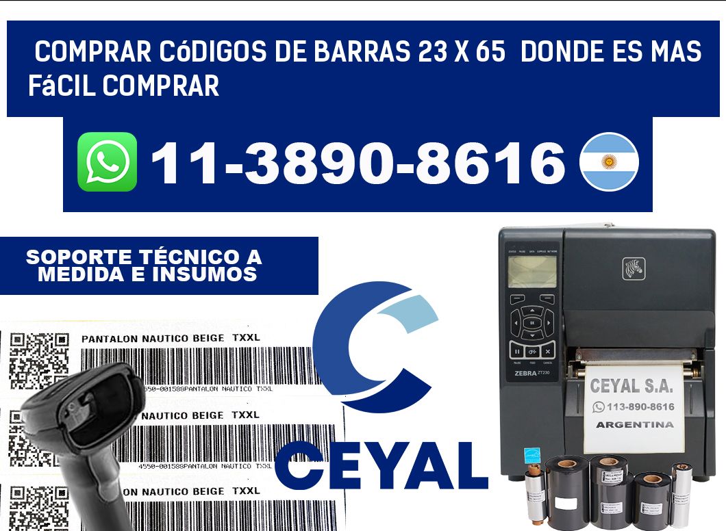 Comprar códigos de barras 23 x 65  Donde es mas fácil comprar