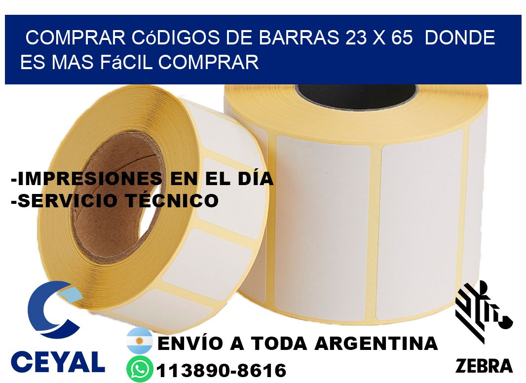 Comprar códigos de barras 23 x 65  Donde es mas fácil comprar