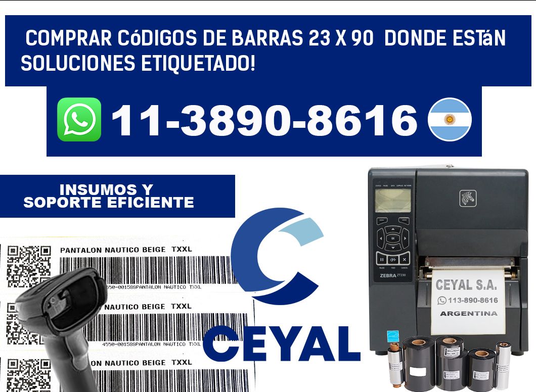 Comprar códigos de barras 23 x 90  donde están soluciones etiquetado!