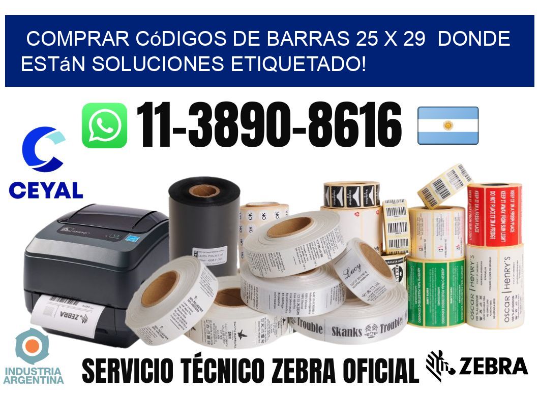 Comprar códigos de barras 25 x 29  donde están soluciones etiquetado!