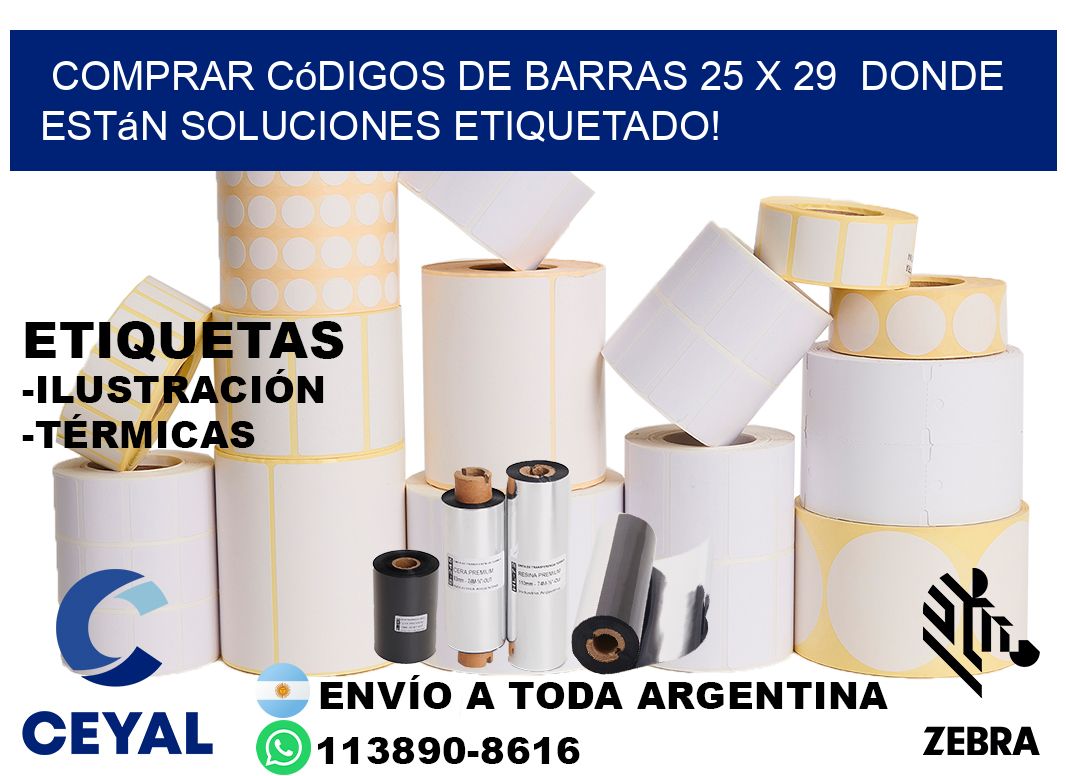Comprar códigos de barras 25 x 29  donde están soluciones etiquetado!