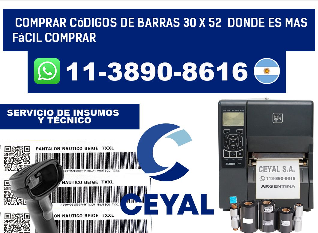 Comprar códigos de barras 30 x 52  Donde es mas fácil comprar