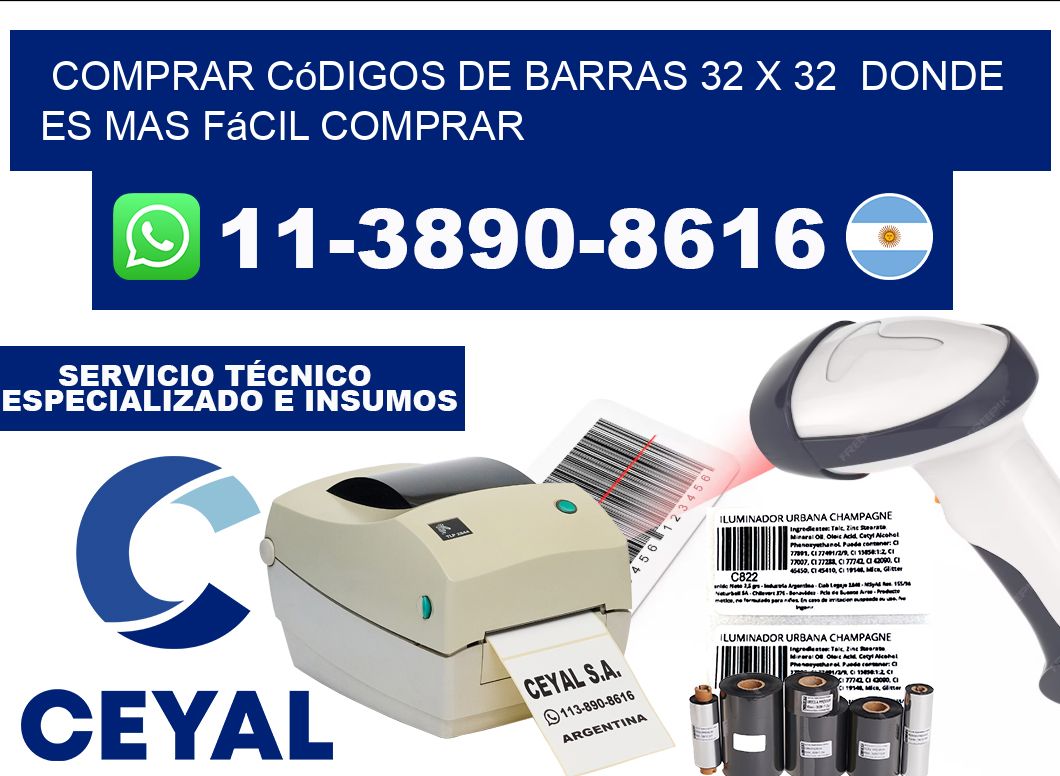 Comprar códigos de barras 32 x 32  Donde es mas fácil comprar