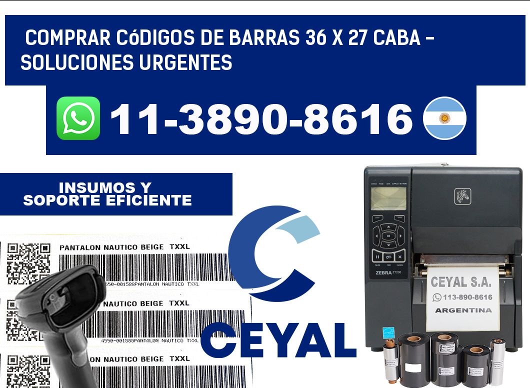 Comprar códigos de barras 36 x 27 CABA - soluciones urgentes