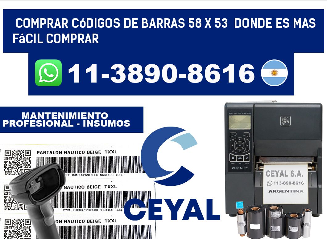 Comprar códigos de barras 58 x 53  Donde es mas fácil comprar