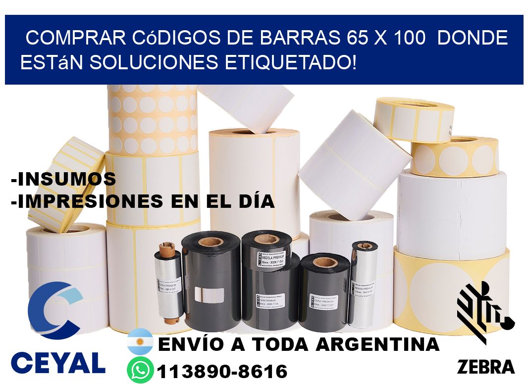 Comprar códigos de barras 65 x 100  donde están soluciones etiquetado!
