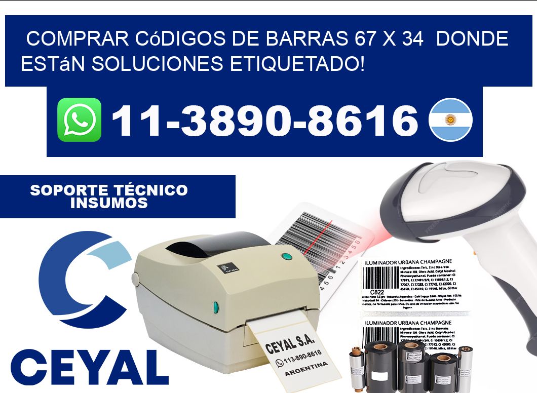 Comprar códigos de barras 67 x 34  donde están soluciones etiquetado!