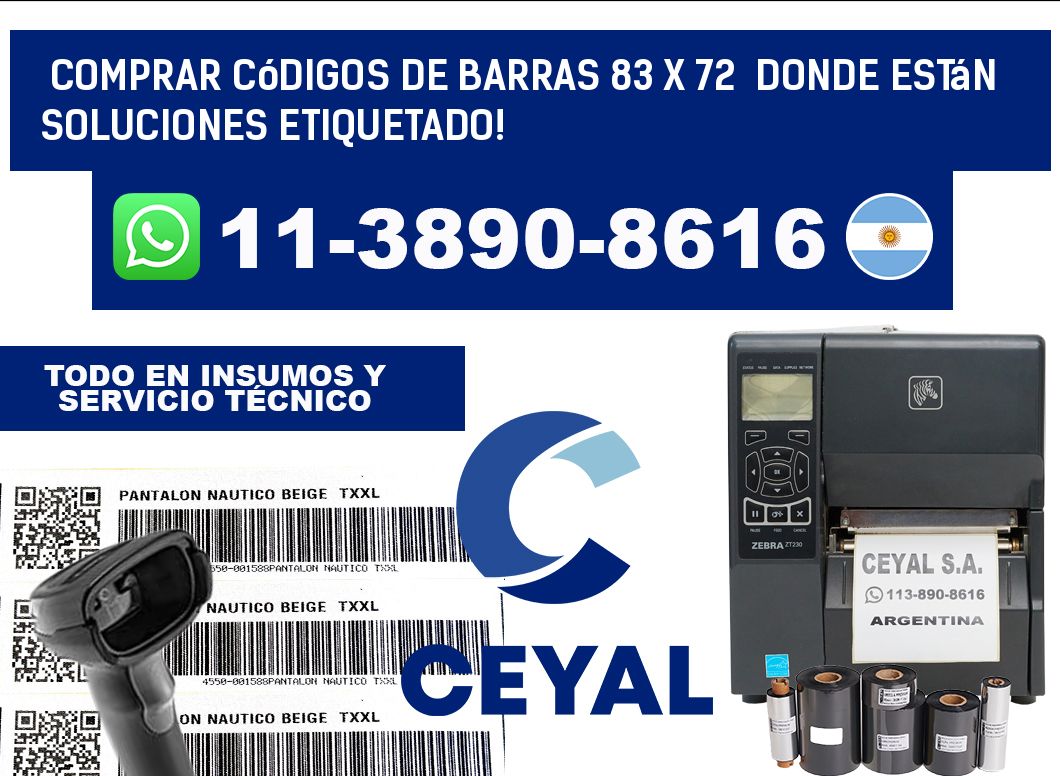 Comprar códigos de barras 83 x 72 donde están soluciones etiquetado!