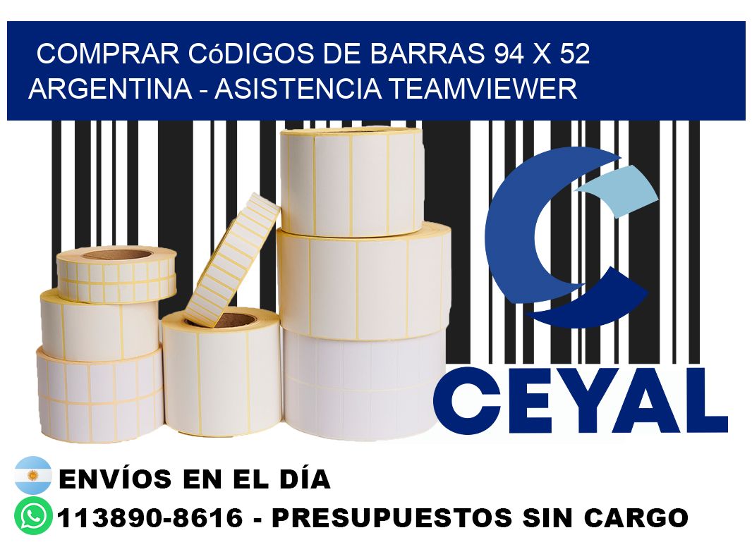 Comprar códigos de barras 94 x 52 argentina - asistencia teamviewer