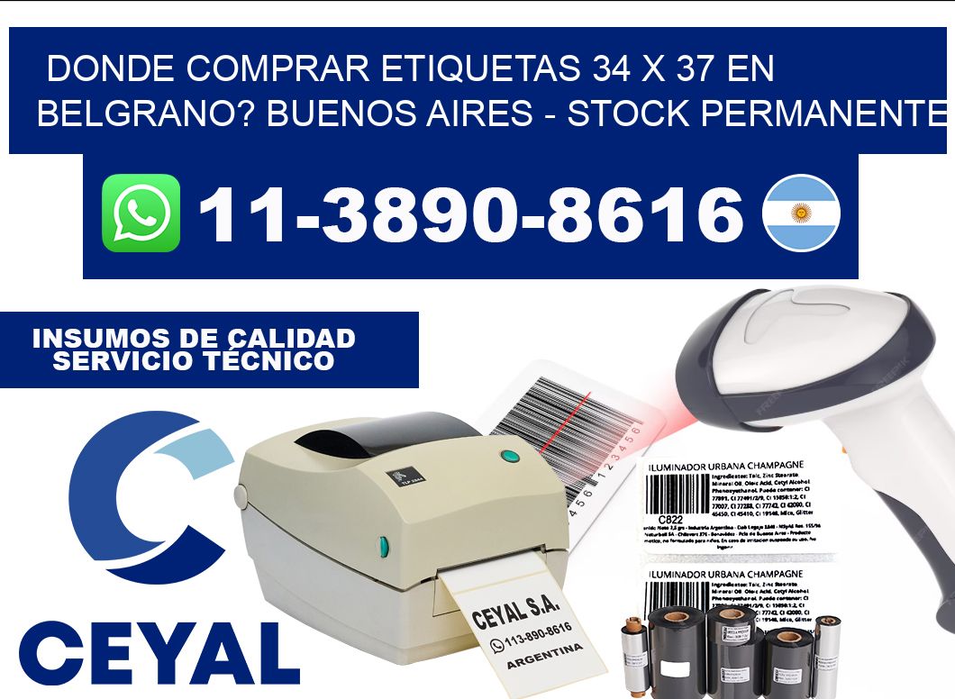 Donde Comprar etiquetas 34 x 37 en BELGRANO? Buenos Aires - Stock permanente