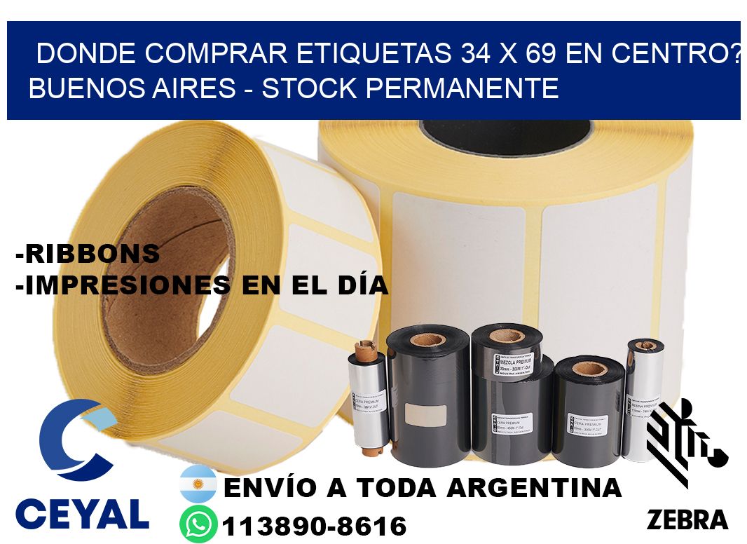 Donde Comprar etiquetas 34 x 69 en CENTRO? Buenos Aires - Stock permanente