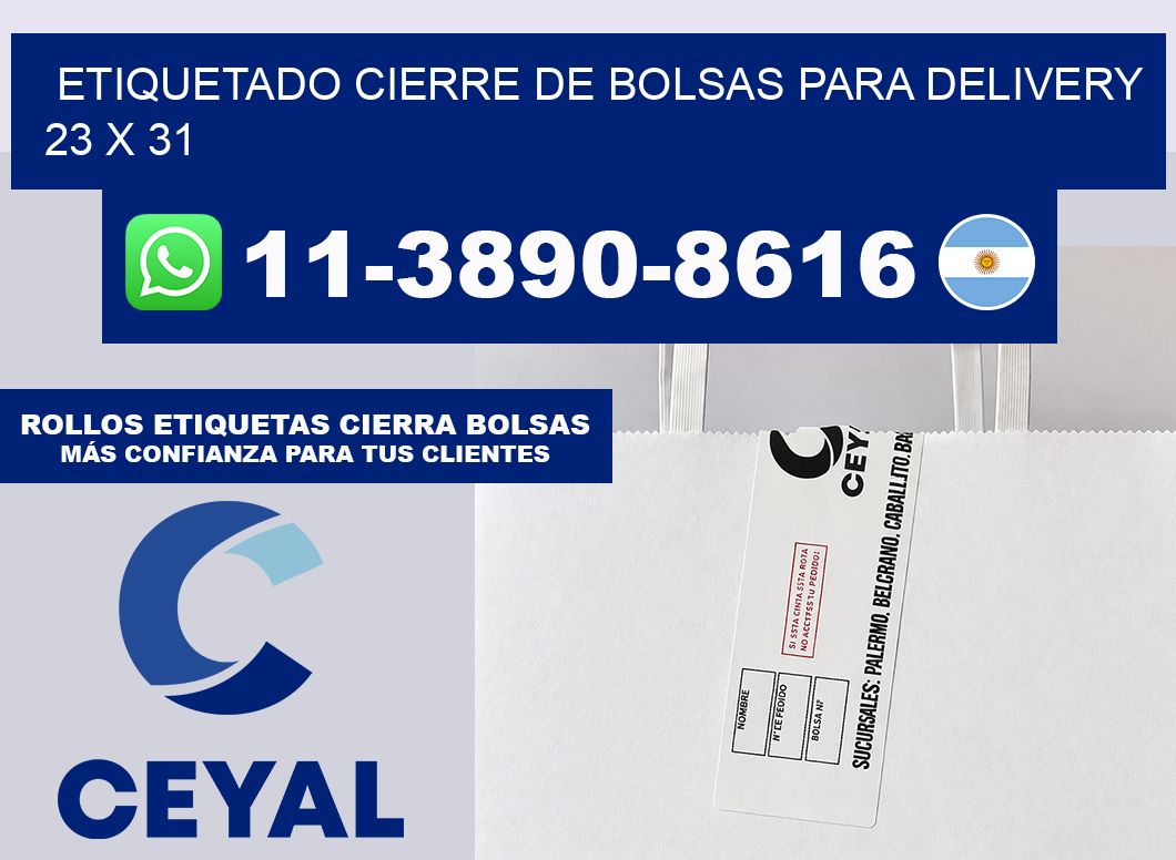 ETIQUETADO CIERRE DE BOLSAS PARA DELIVERY 23 x 31
