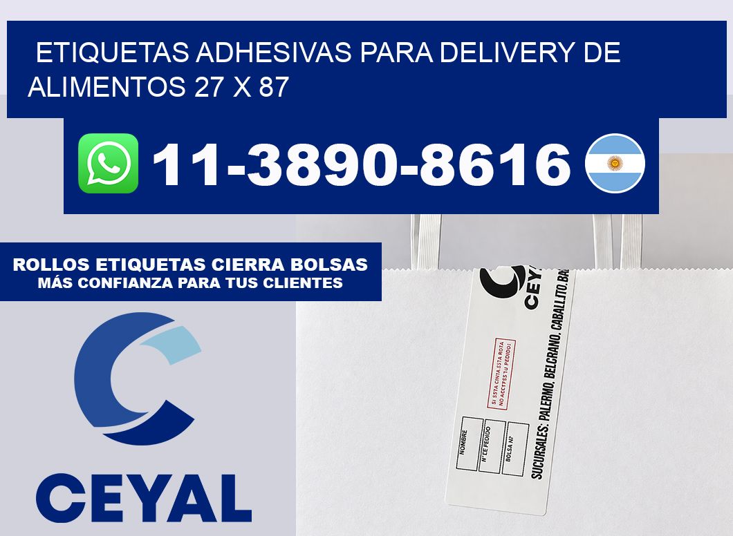 ETIQUETAS ADHESIVAS PARA DELIVERY DE ALIMENTOS 27 x 87