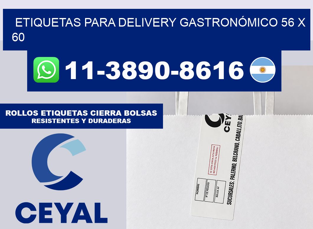 ETIQUETAS PARA DELIVERY GASTRONÓMICO 56 x 60