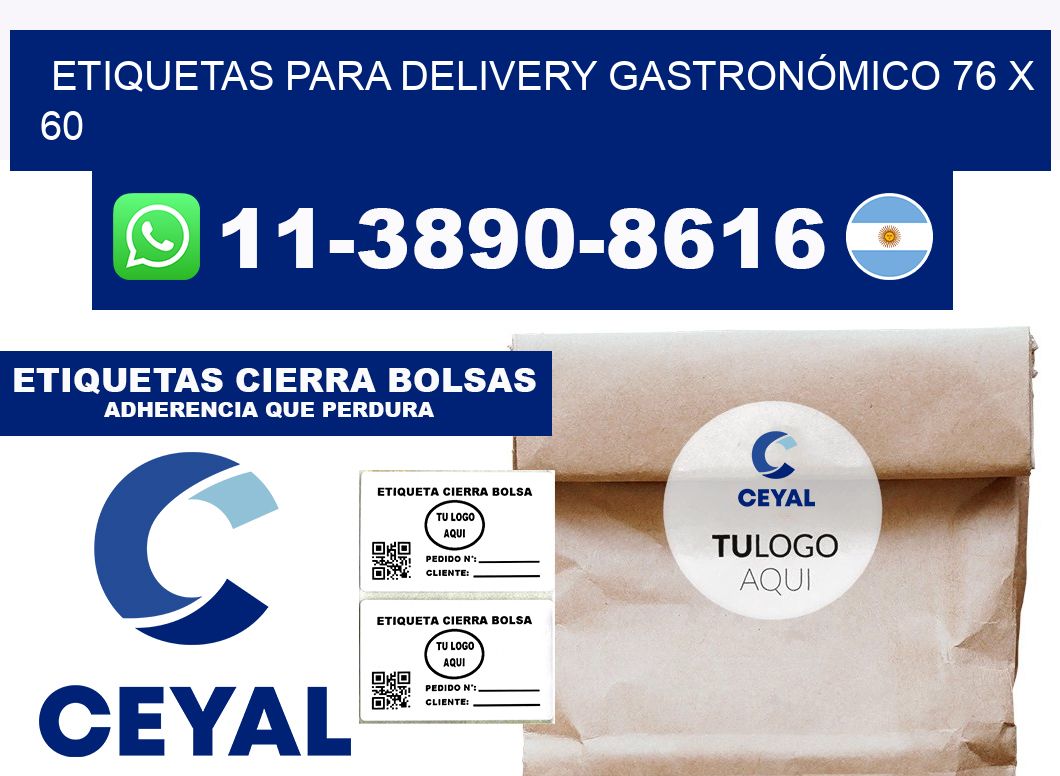 ETIQUETAS PARA DELIVERY GASTRONÓMICO 76 x 60