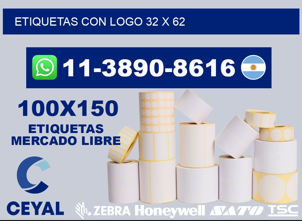 Etiquetas con logo 32 x 62