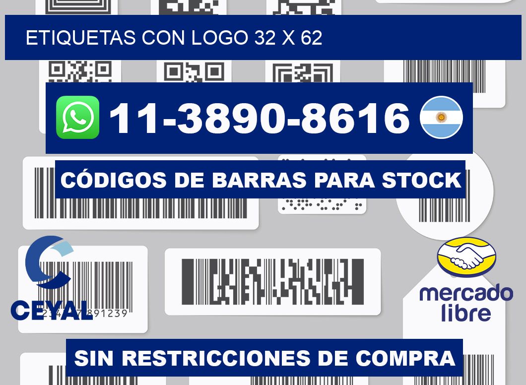 Etiquetas con logo 32 x 62