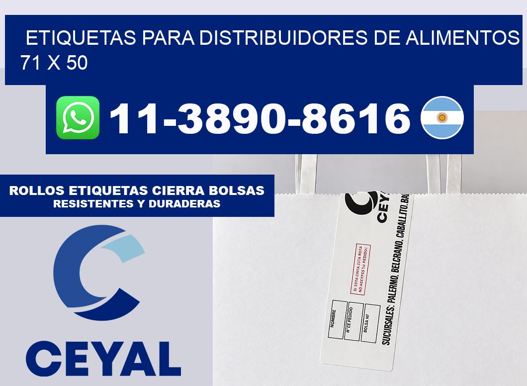 Etiquetas para distribuidores de alimentos 71 x 50