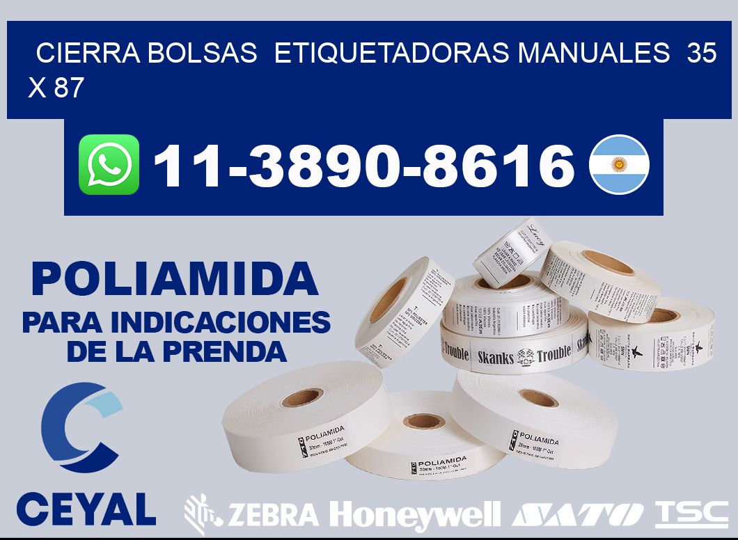 cierra bolsas  Etiquetadoras Manuales  35 x 87