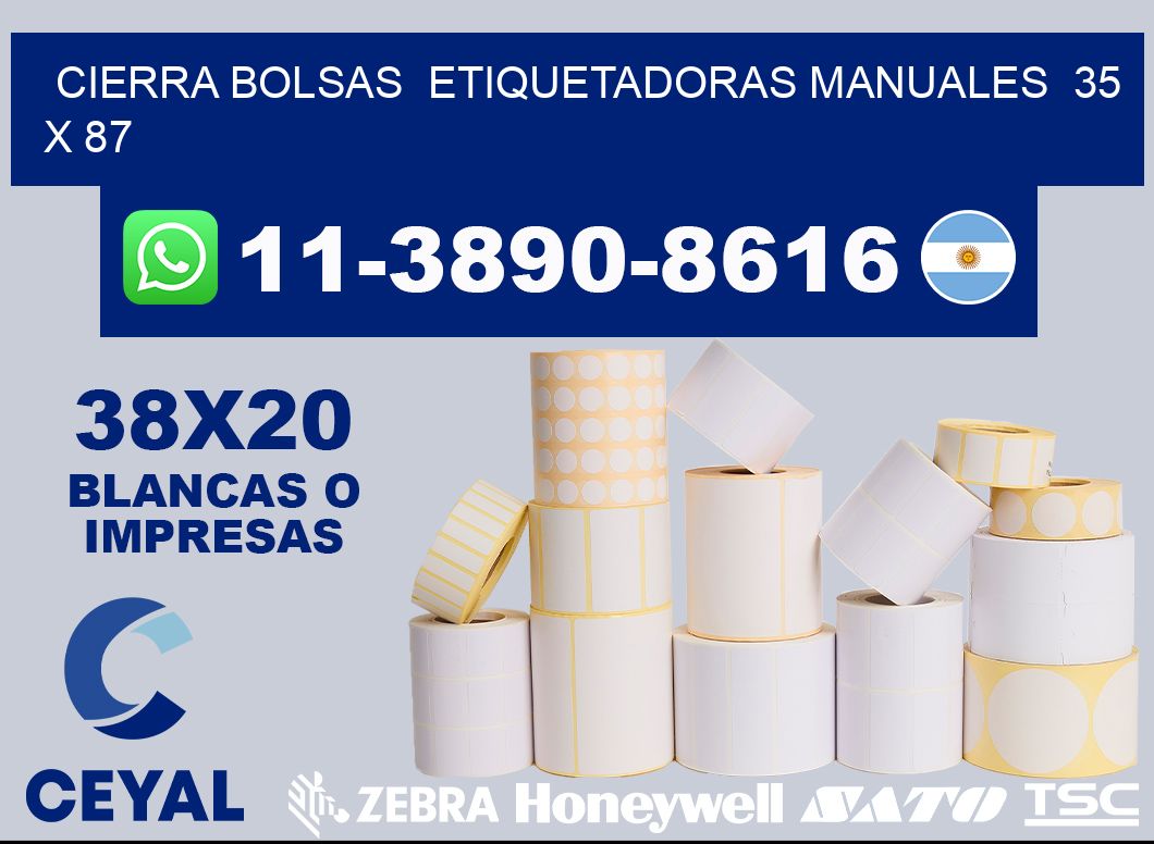 cierra bolsas  Etiquetadoras Manuales  35 x 87