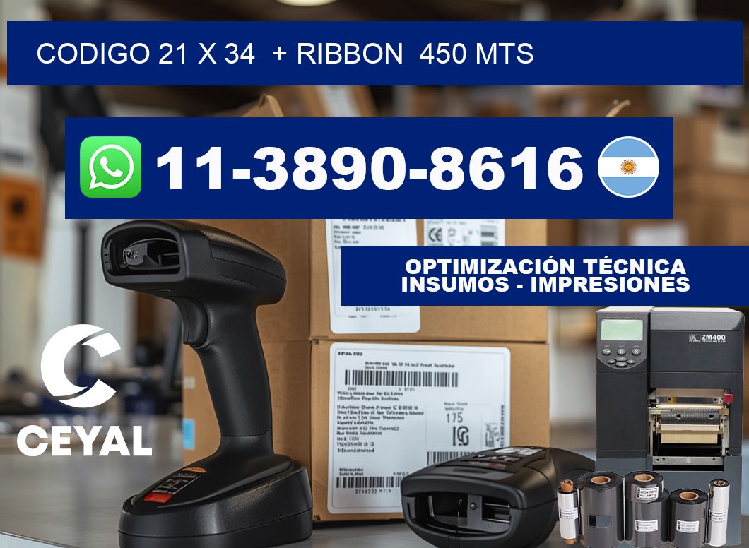 codigo 21 x 34  + ribbon  450 mts