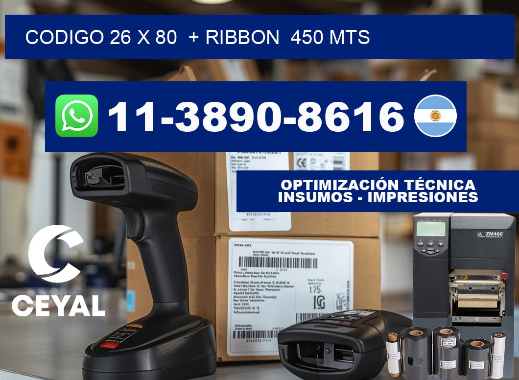 codigo 26 x 80  + ribbon  450 mts