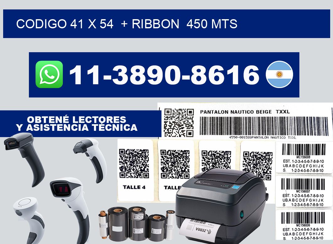 codigo 41 x 54  + ribbon  450 mts