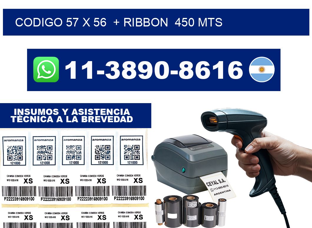 codigo 57 x 56  + ribbon  450 mts