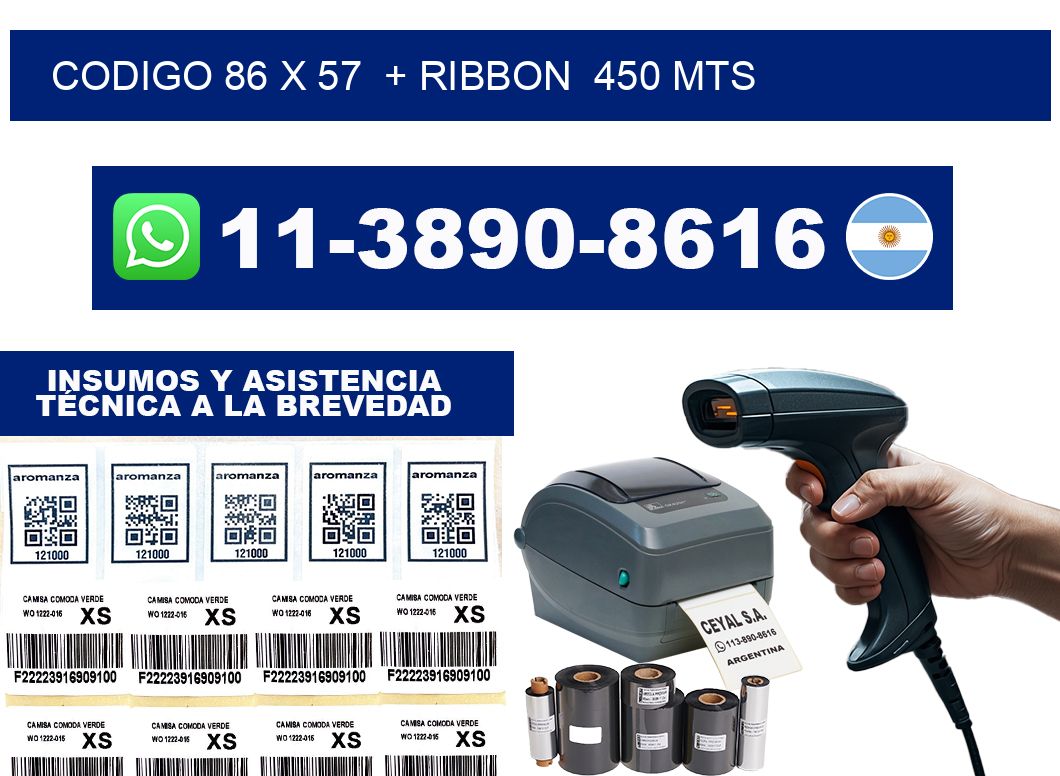 codigo 86 x 57  + ribbon  450 mts