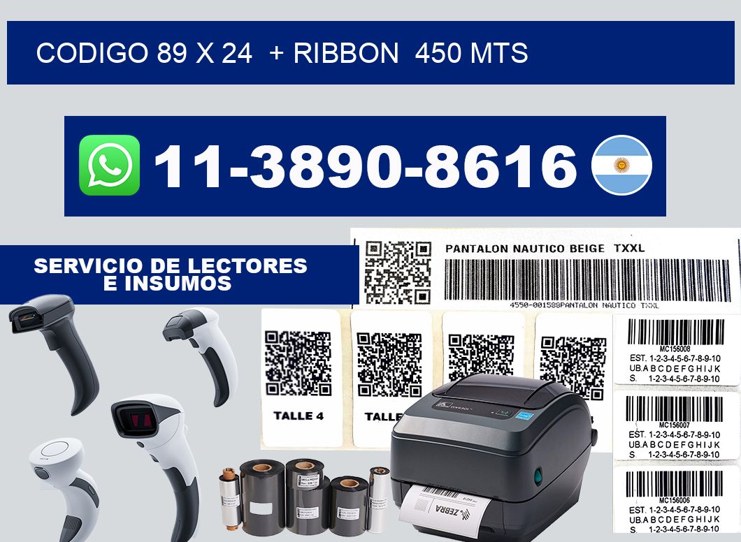 codigo 89 x 24  + ribbon  450 mts