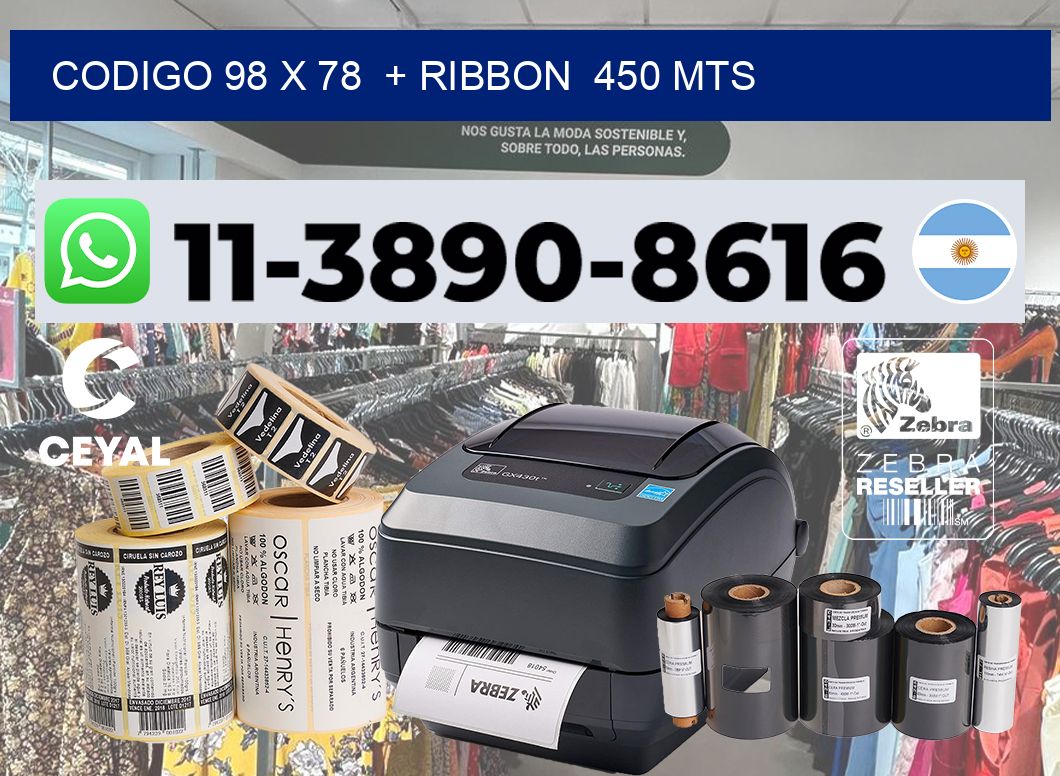 codigo 98 x 78  + ribbon  450 mts