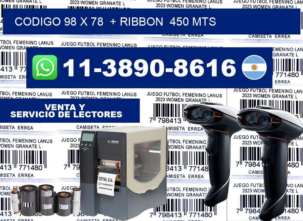 codigo 98 x 78  + ribbon  450 mts