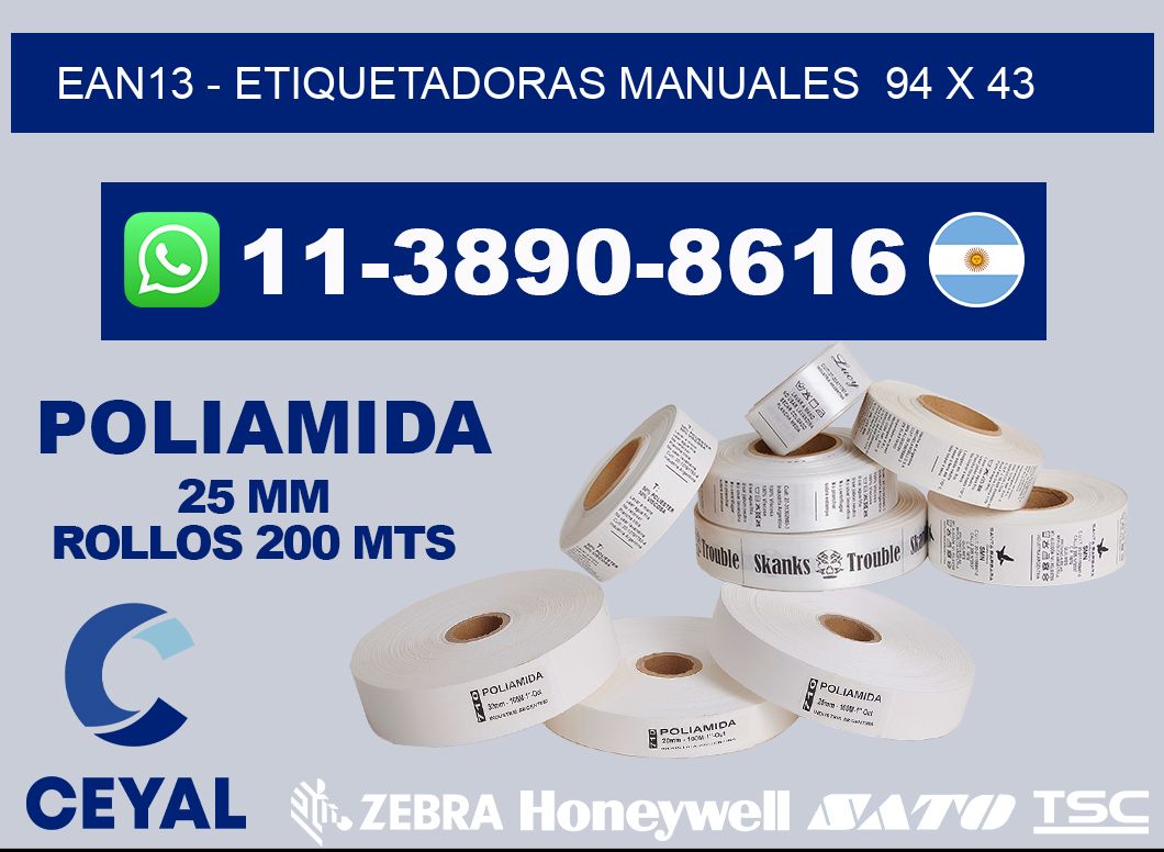 ean13 - Etiquetadoras Manuales  94 x 43