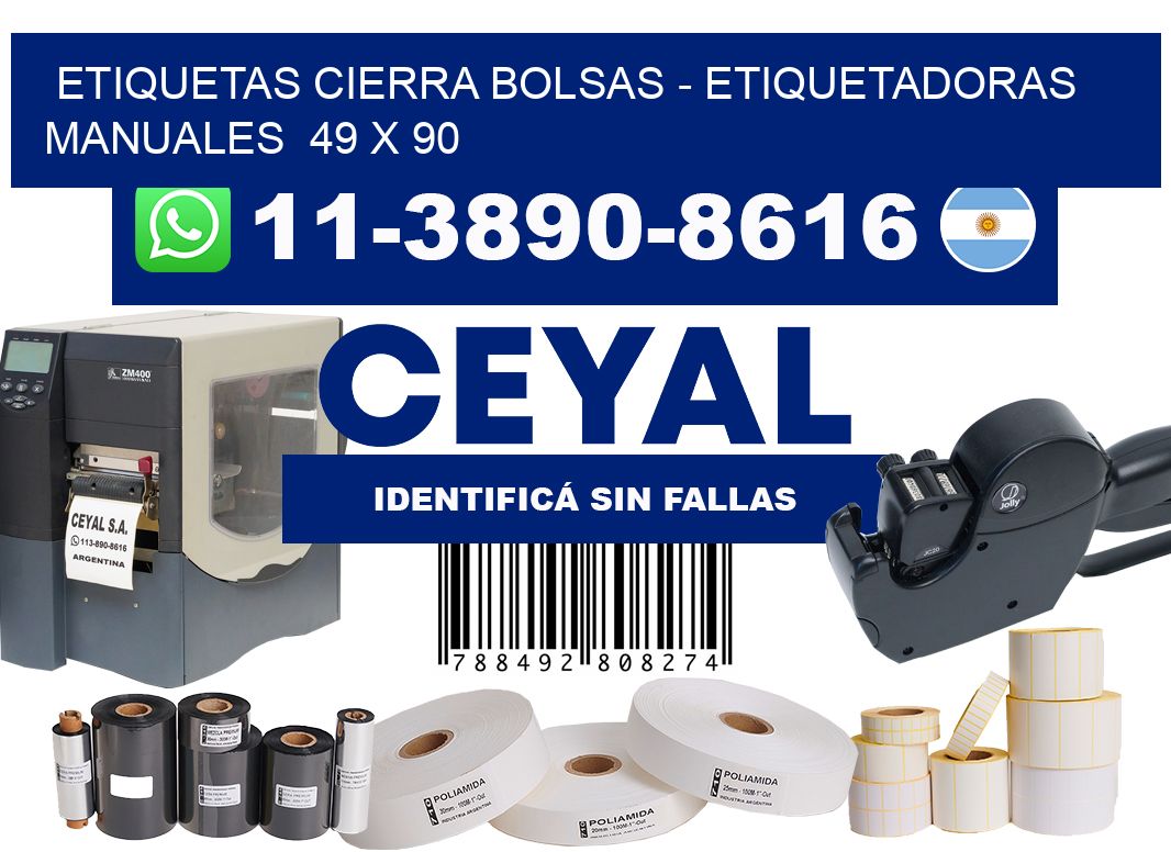 etiquetas cierra bolsas - Etiquetadoras Manuales  49 x 90