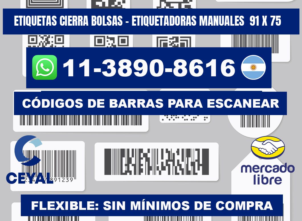 etiquetas cierra bolsas - Etiquetadoras Manuales  91 x 75