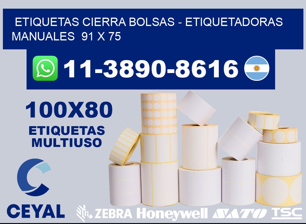 etiquetas cierra bolsas - Etiquetadoras Manuales  91 x 75