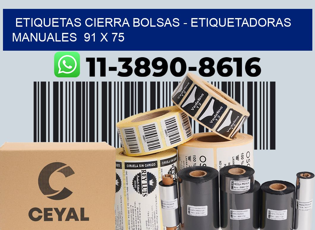 etiquetas cierra bolsas - Etiquetadoras Manuales  91 x 75