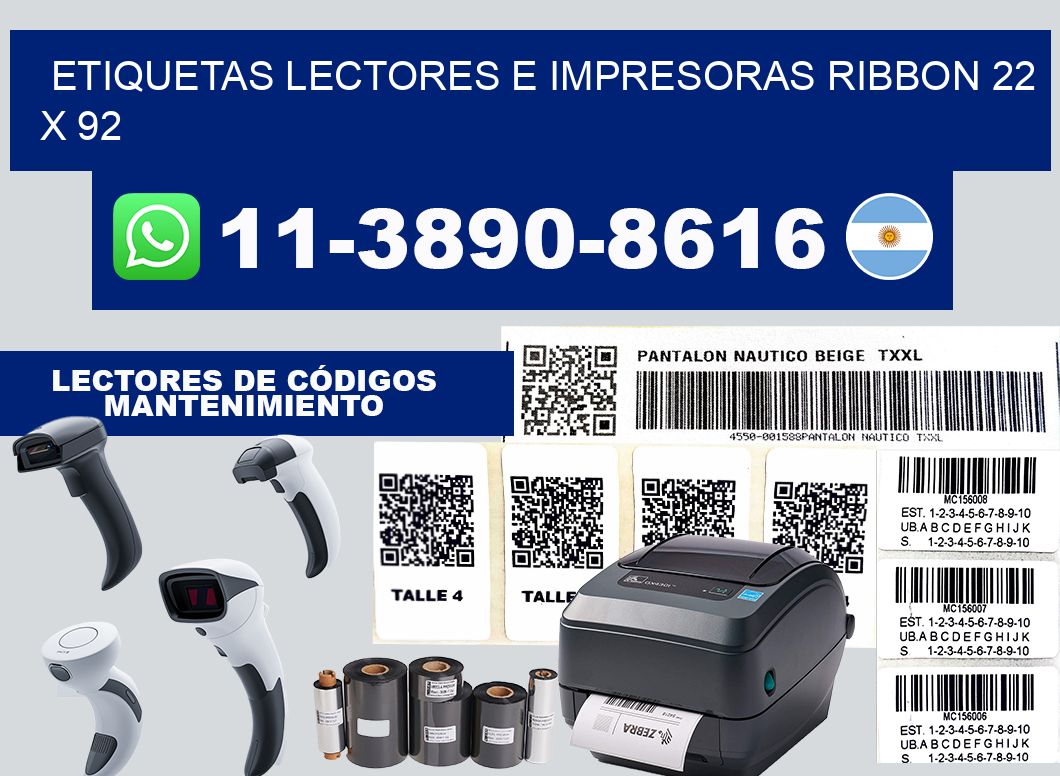 etiquetas lectores e impresoras ribbon 22 x 92