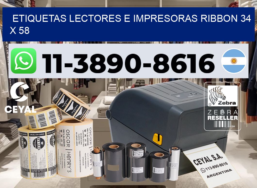 etiquetas lectores e impresoras ribbon 34 x 58