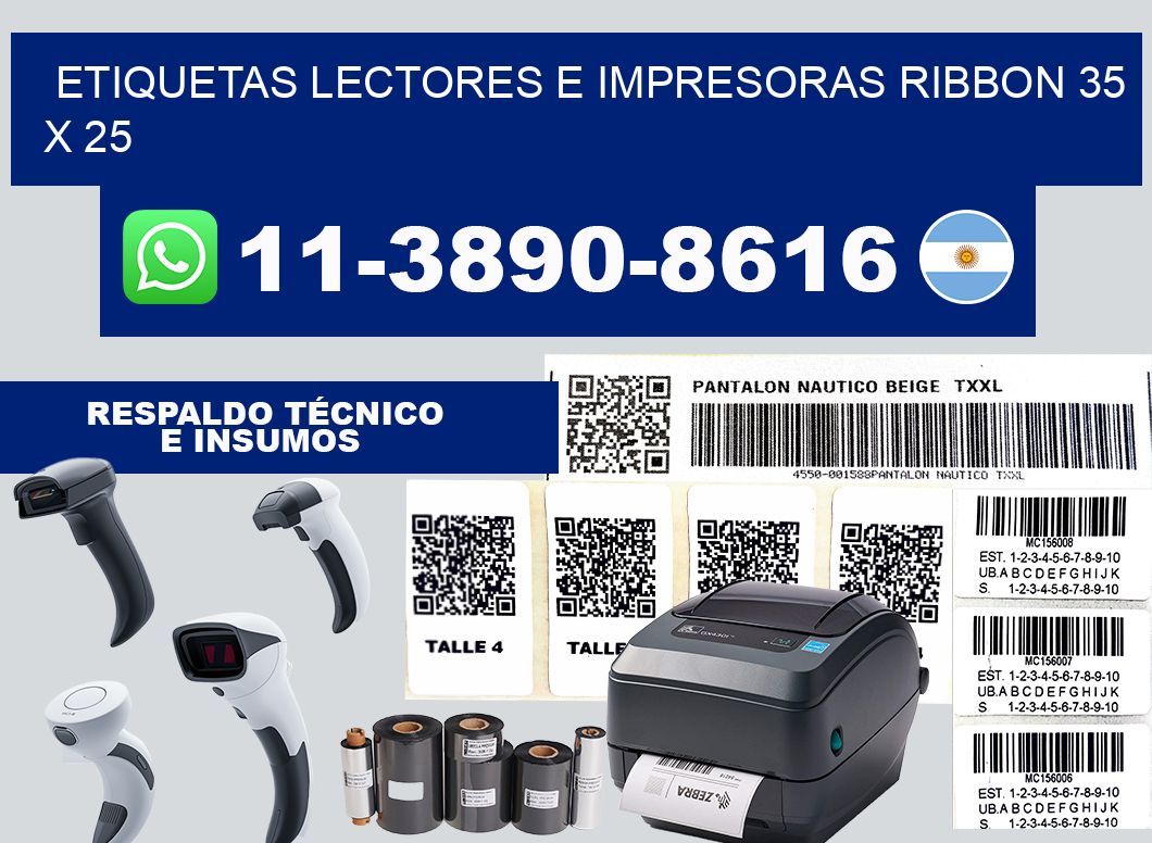 etiquetas lectores e impresoras ribbon 35 x 25