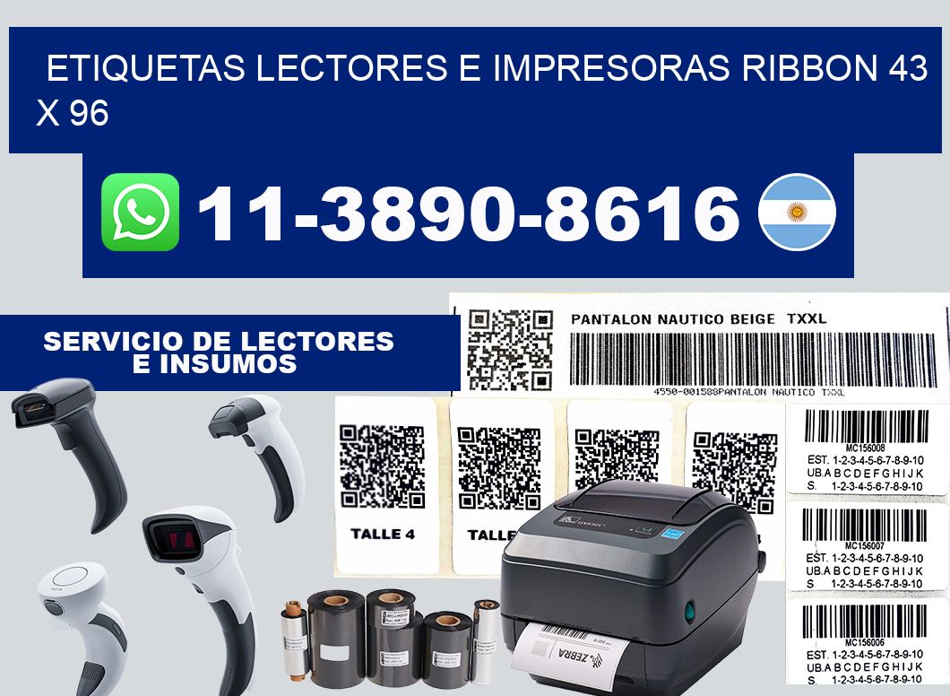 etiquetas lectores e impresoras ribbon 43 x 96