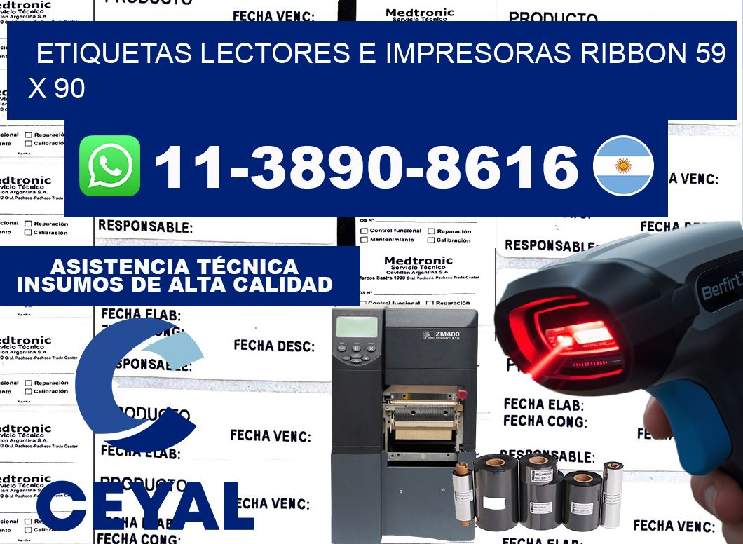 etiquetas lectores e impresoras ribbon 59 x 90
