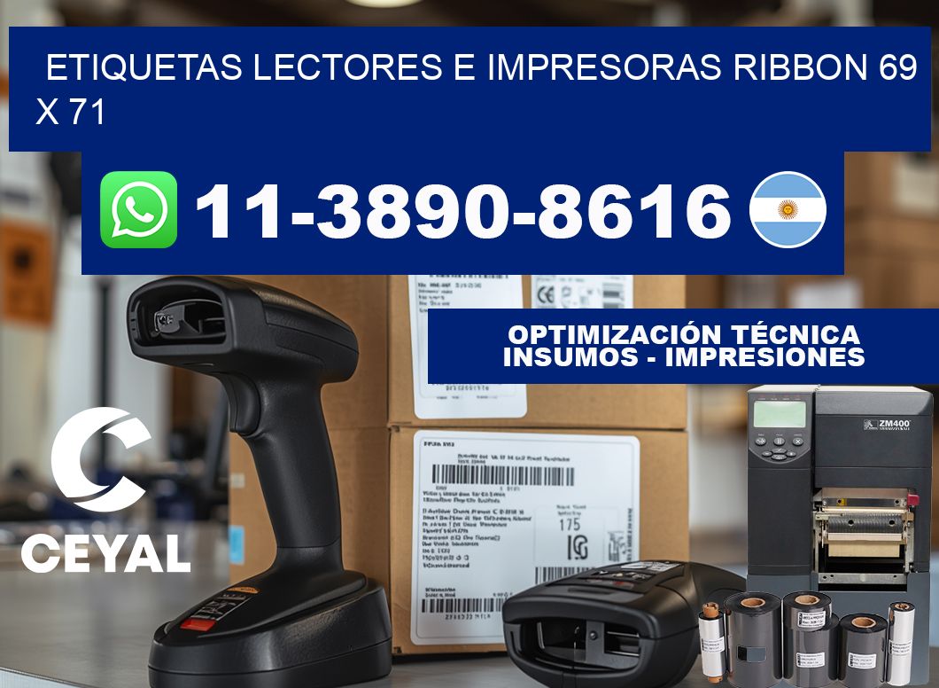 etiquetas lectores e impresoras ribbon 69 x 71