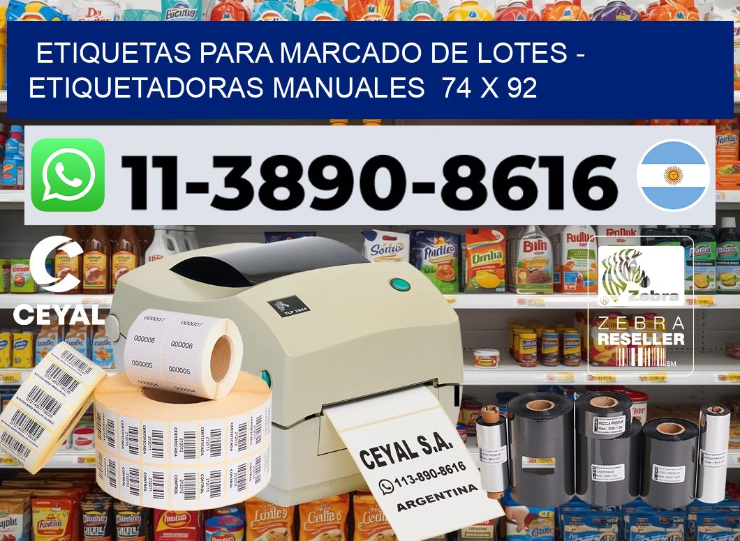 etiquetas para marcado de lotes - Etiquetadoras Manuales  74 x 92