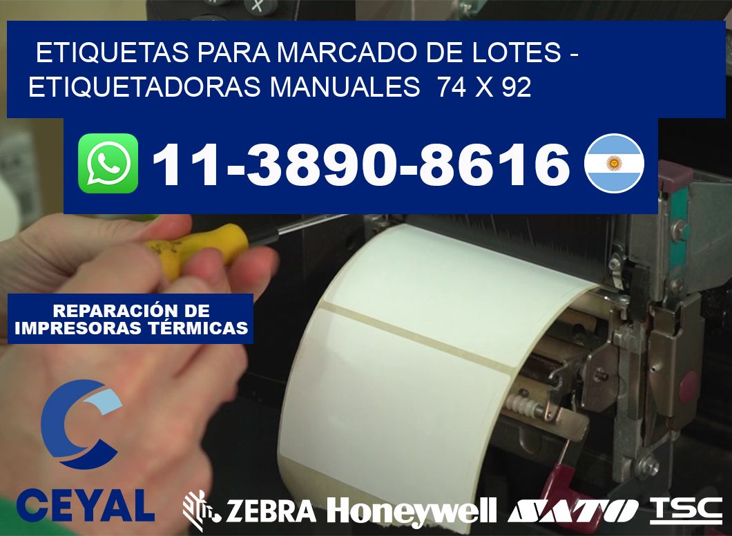 etiquetas para marcado de lotes - Etiquetadoras Manuales  74 x 92