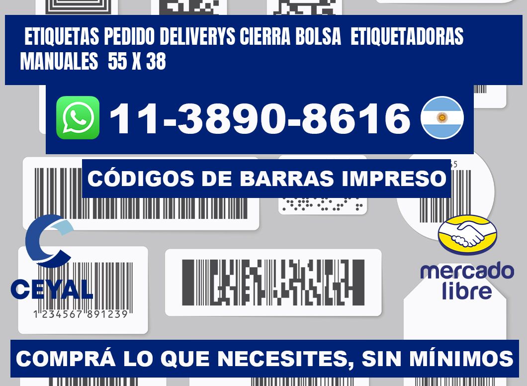 etiquetas pedido deliverys cierra bolsa Etiquetadoras Manuales 55 x 38