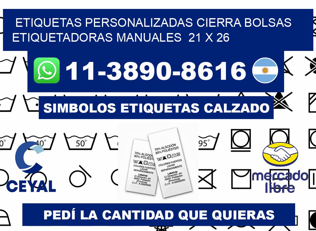 etiquetas personalizadas cierra bolsas  Etiquetadoras Manuales  21 x 26